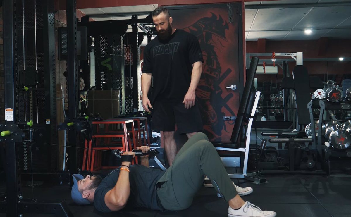 Lying cable cross triceps extension