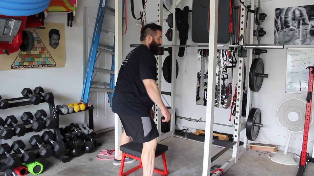 Barbell back squats (to a box)